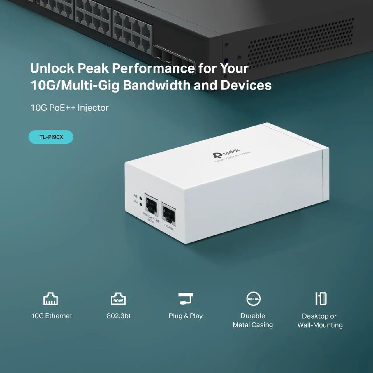 Alt view image 5 of 9 - TP-Link 10G PoE++ Injector, TL-PI90X
