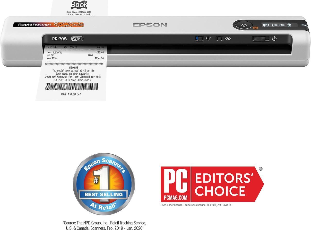 Alt view image 8 of 12 - Epson RapidReceipt RR-70W Wireless Mobile Receipt and Color Document Scanner