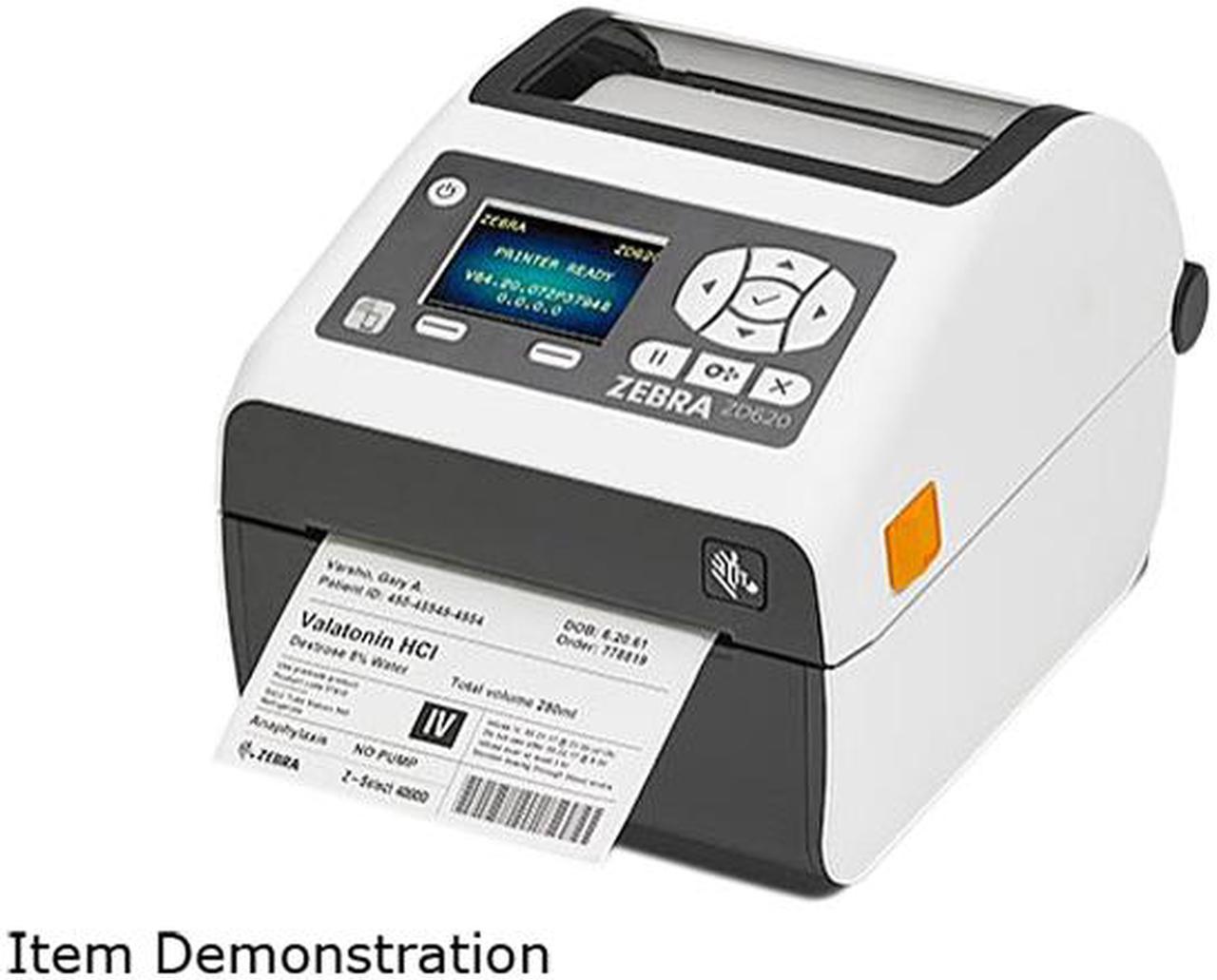 Zebra ZD620 Series 4” Direct Thermal Desktop Label Printer for Healthcare, LCD, Locking, 203 dpi, USB, USB Host, Bluetooth LE, Serial, Ethernet, Cutter, US Cord - ZD62L42-D21F00EZ