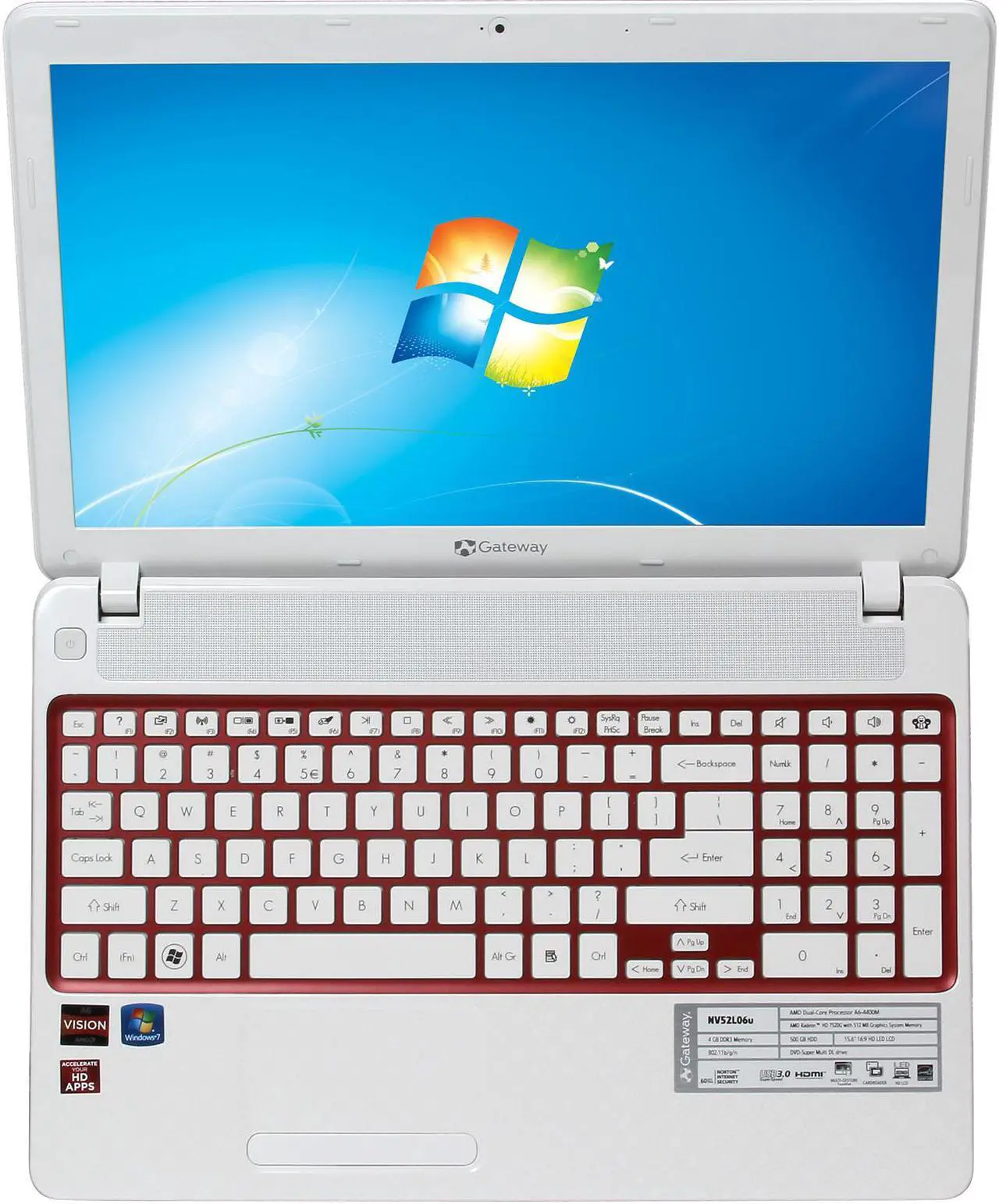Alt view image 6 of 8 - Gateway Laptop NV Series AMD A6-4400M 4GB Memory 500GB HDD AMD Radeon HD 7520G 15.6" Windows 7 Home Premium NV52L06u