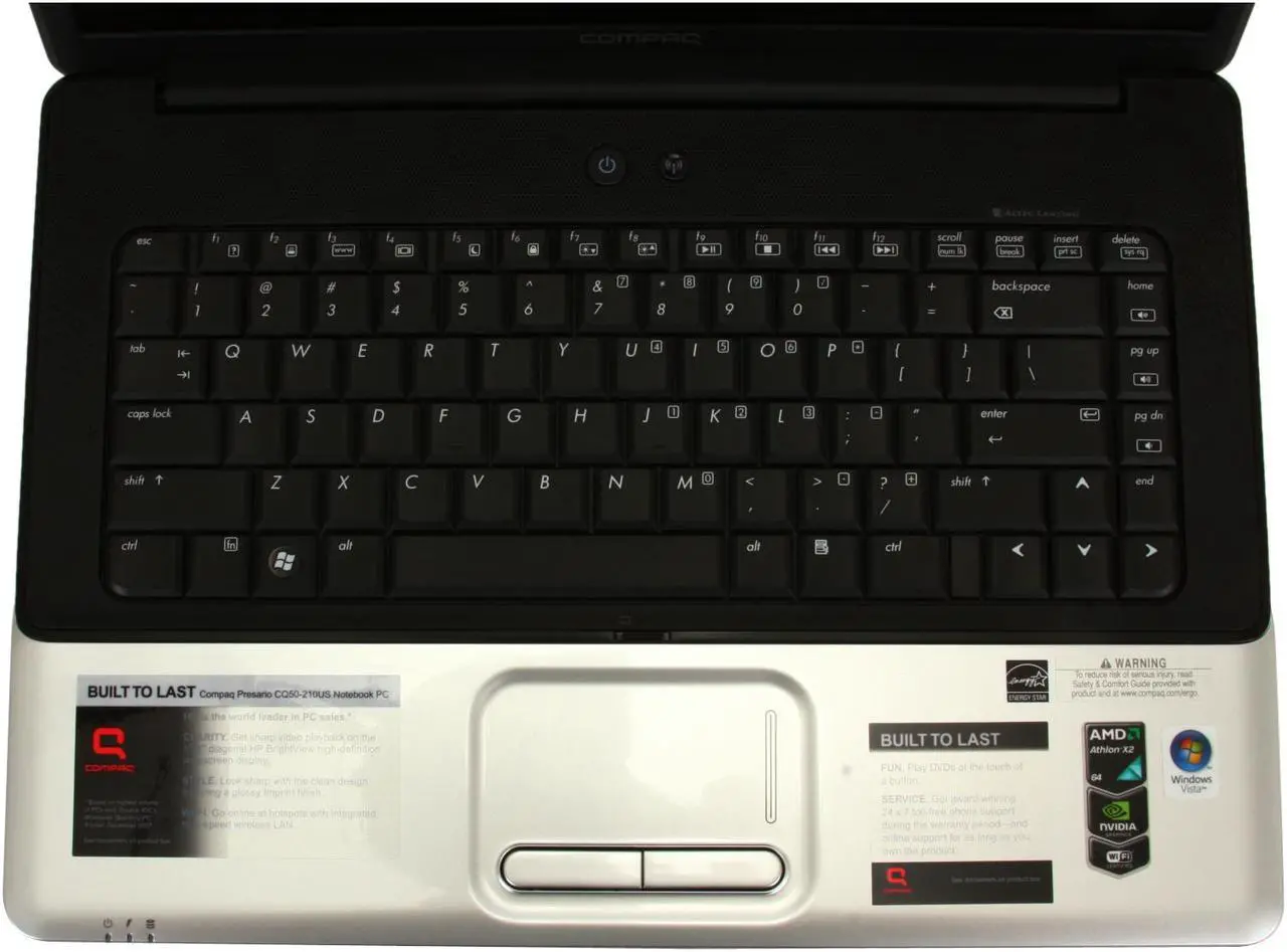 Alt view image 9 of 16 - COMPAQ Laptop Presario AMD Athlon 64 X2 QL-62 2GB Memory 160GB HDD NVIDIA GeForce 8200M 15.4" Windows Vista Home Premium CQ50-210US