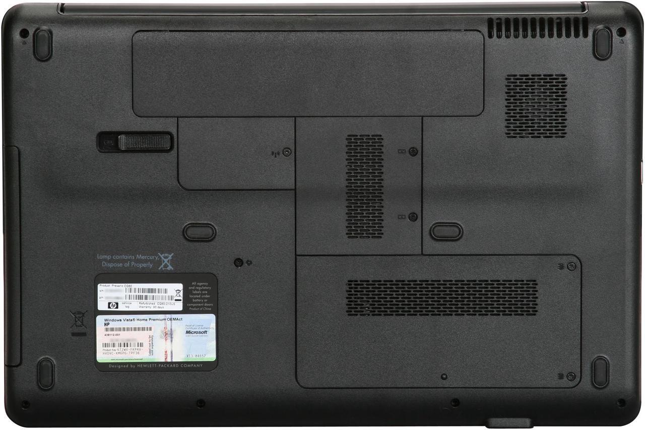 Alt view image 12 of 13 - COMPAQ Laptop Presario AMD Athlon 64 X2 QL-62 2GB Memory 250GB HDD NVIDIA GeForce 8200M 15.6" Windows Vista Home Premium CQ60-210US
