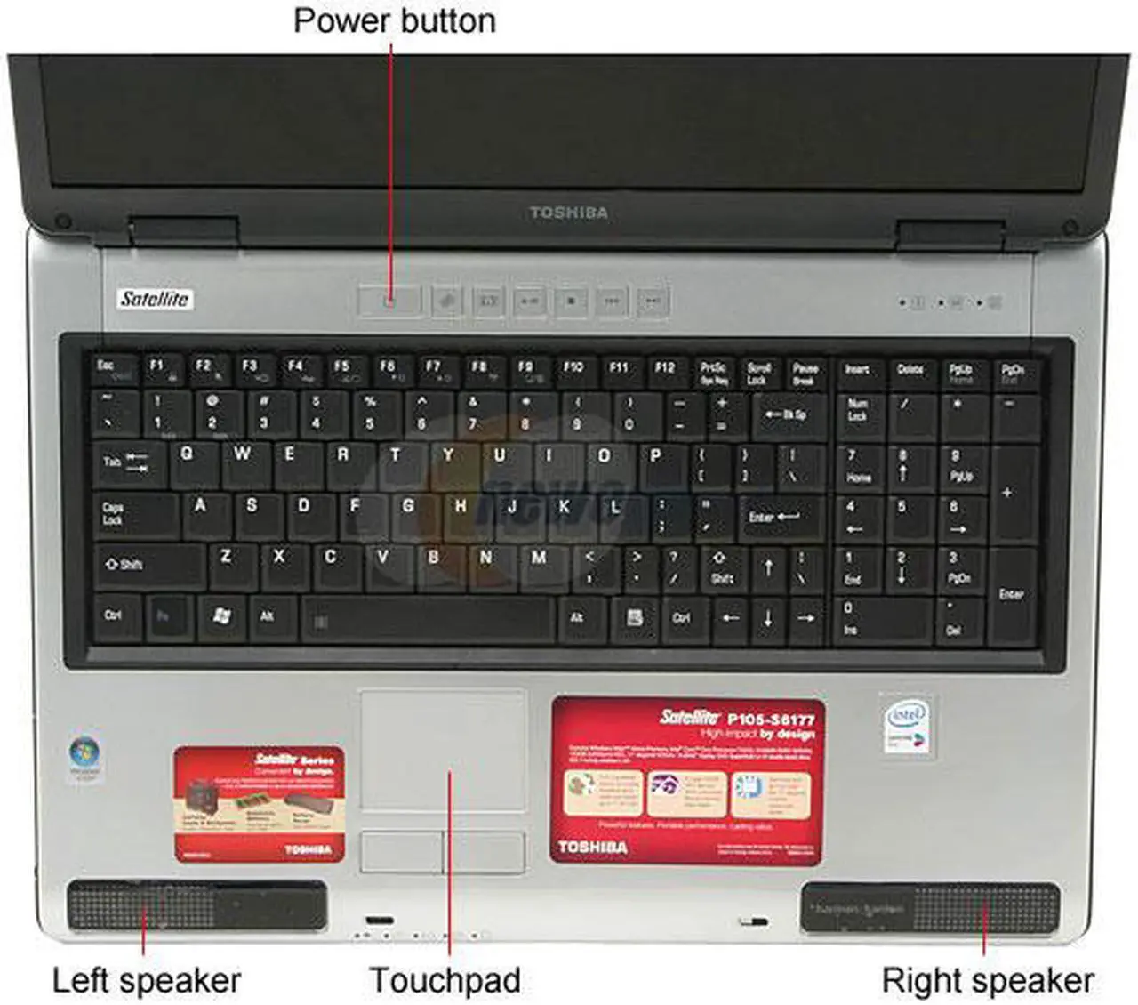 Alt view image 4 of 13 - TOSHIBA Laptop Satellite Intel Core Duo T2250 2GB Memory 120GB HDD Intel GMA 950 17.0" Windows Vista Home Premium P105-S6177