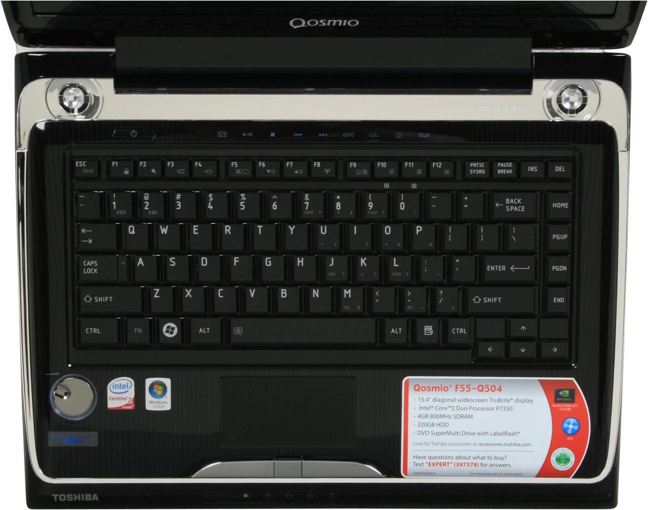 Alt view image 10 of 17 - TOSHIBA Laptop Qosmio Intel Core 2 Duo P7350 4GB Memory 320GB HDD NVIDIA GeForce 9700M GTS 15.4" Windows Vista Home Premium F55-Q504