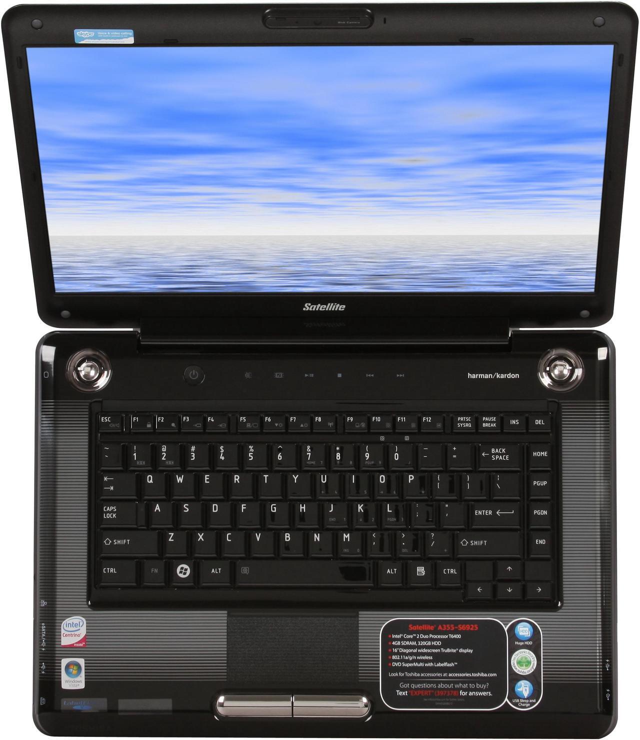 Alt view image 7 of 12 - TOSHIBA Laptop Satellite Intel Core 2 Duo T6400 4GB Memory 320GB HDD Intel GMA 4500MHD 16.0" Windows Vista Home Premium 64-bit A355-S6925
