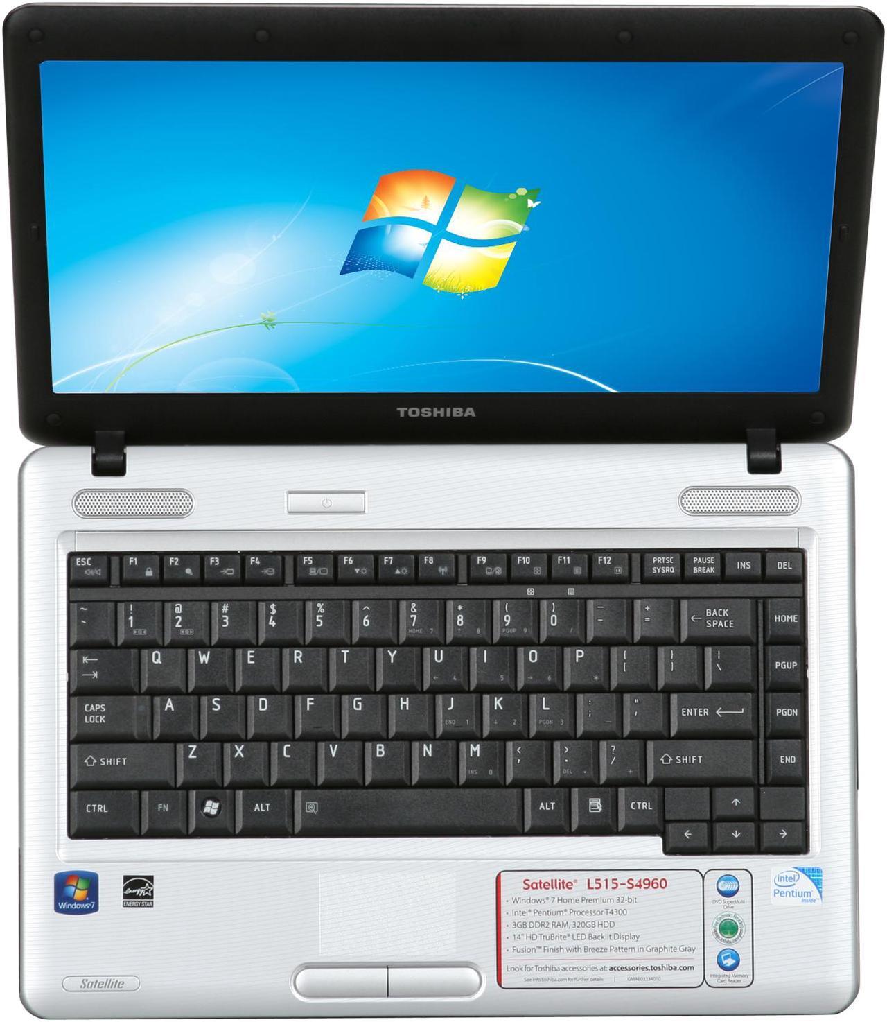 Alt view image 6 of 8 - TOSHIBA Laptop Satellite Intel Pentium T4300 3GB Memory 320GB HDD Intel GMA 4500M 14.0" Windows 7 Home Premium 32-bit L515-S4960