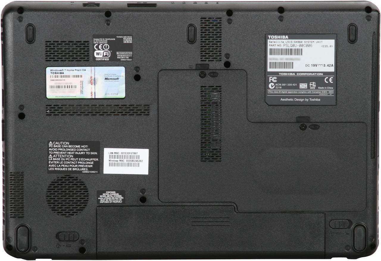 Alt view image 7 of 8 - TOSHIBA Laptop Satellite Intel Pentium T4300 3GB Memory 320GB HDD Intel GMA 4500M 14.0" Windows 7 Home Premium 32-bit L515-S4960