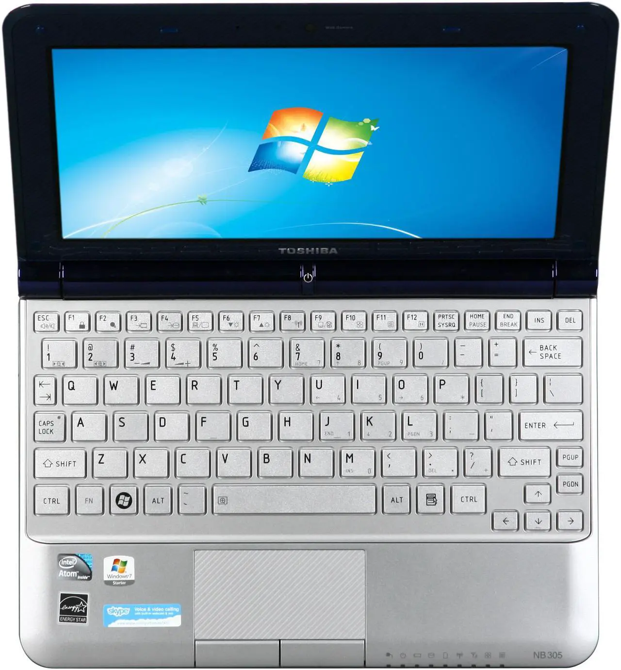 Alt view image 6 of 8 - TOSHIBA NB305-N410BL Royal Blue Intel Atom N450(1.66 GHz) 10.1" WSVGA 1GB Memory 250GB HDD Netbook