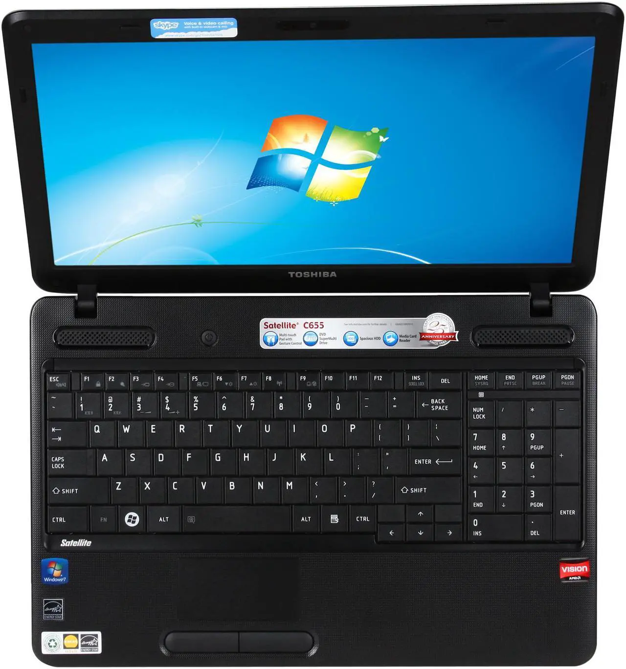 Alt view image 6 of 8 - TOSHIBA Laptop Satellite AMD Athlon II P320 4GB Memory 250GB HDD ATI Radeon HD 4250 15.6" Windows 7 Home Premium 64-bit C655D-S5057
