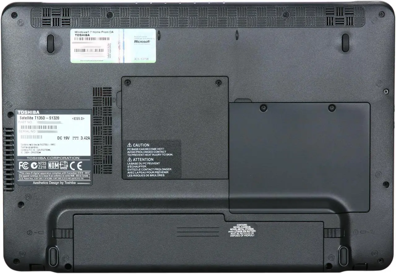 Alt view image 7 of 7 - TOSHIBA Laptop Satellite AMD Athlon Neo MV-40 3GB Memory 250GB HDD ATI Radeon HD 3200 13.3" Windows 7 Home Premium 64-bit T135D-S1320