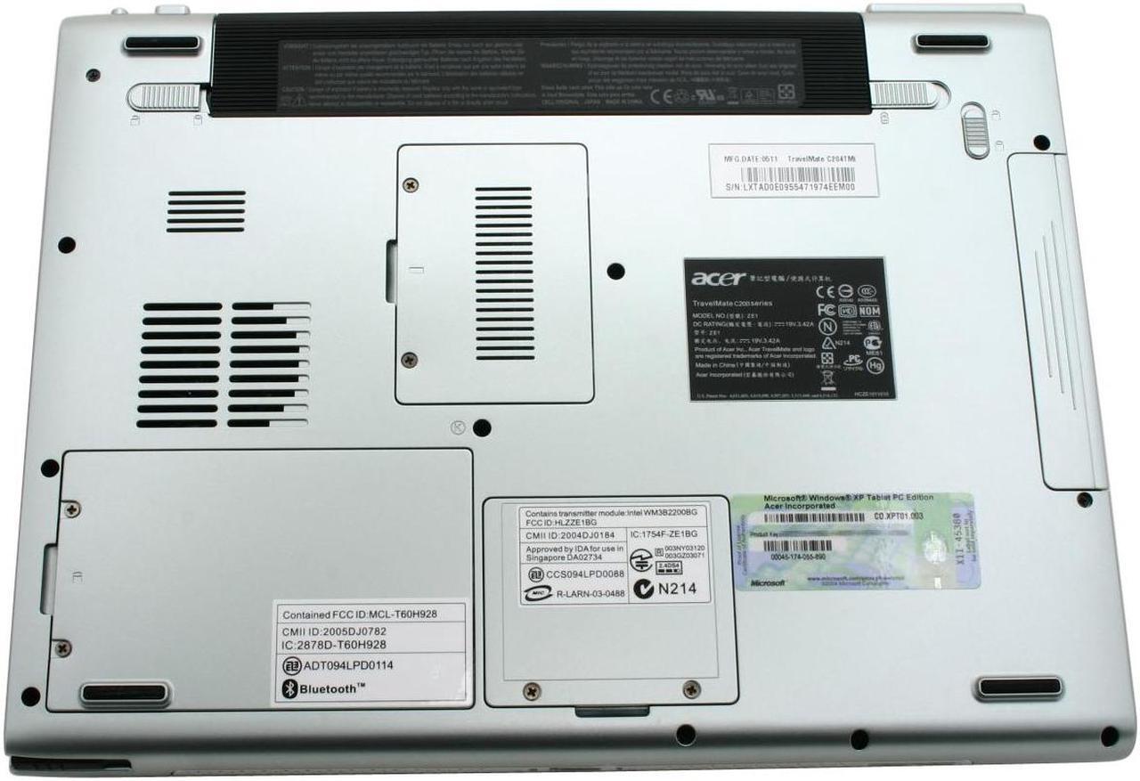 Alt view image 14 of 17 - Acer TravelMate C200 TMC204TMi 1GB Memory 12.1" 1024 x 768 Tablet PC Windows XP Tablet PC Edition
