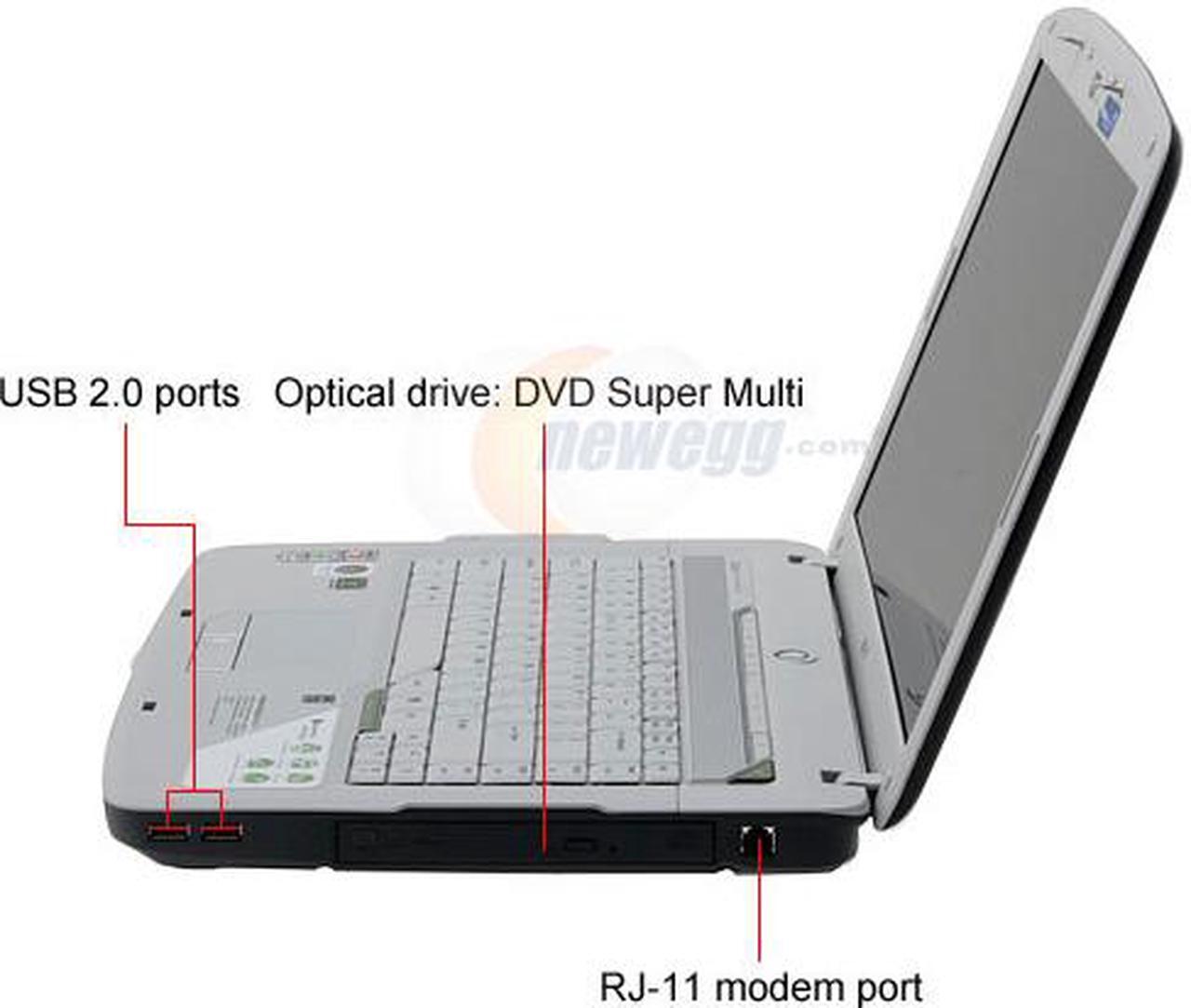 Alt view image 2 of 14 - Acer Laptop Aspire AMD Turion 64 X2 TL-60 2GB Memory 250GB HDD NVIDIA GeForce 7000M 15.4" Windows Vista Home Premium AS5520-5579