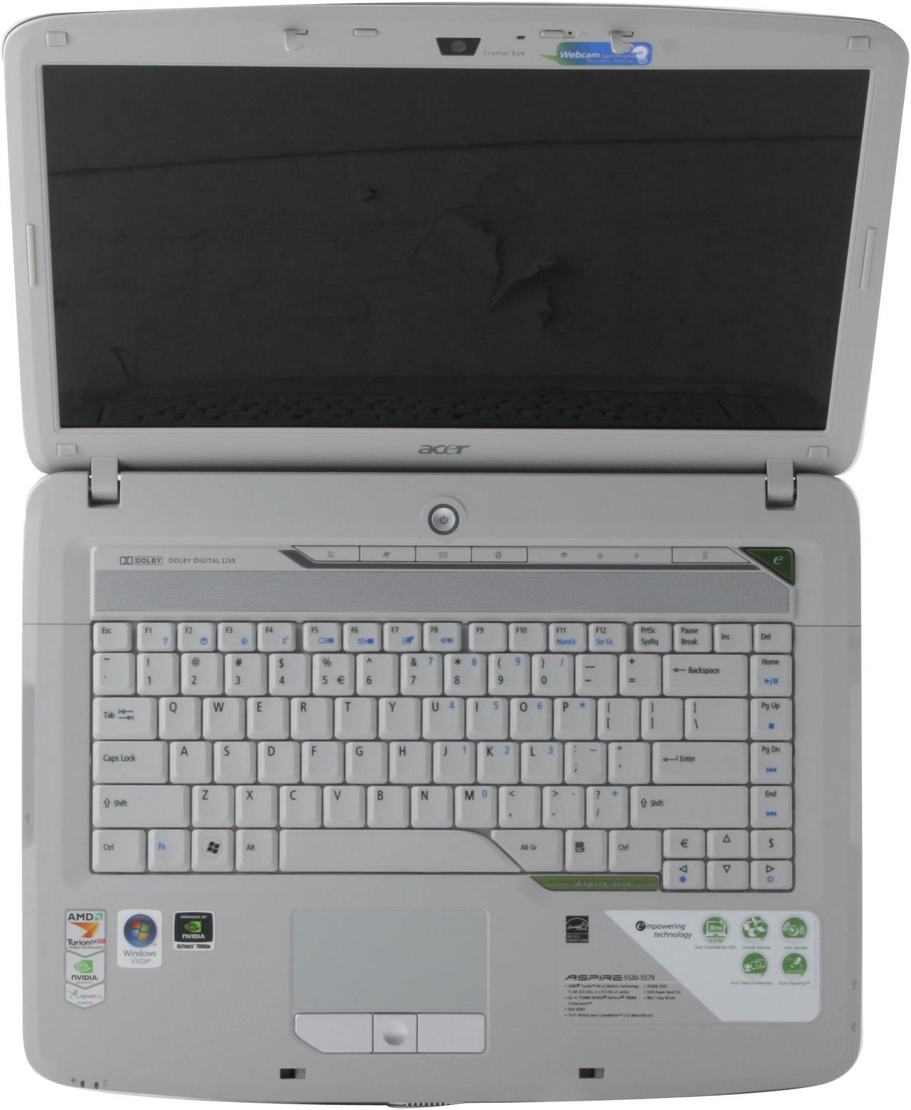 Alt view image 13 of 14 - Acer Laptop Aspire AMD Turion 64 X2 TL-60 2GB Memory 250GB HDD NVIDIA GeForce 7000M 15.4" Windows Vista Home Premium AS5520-5579