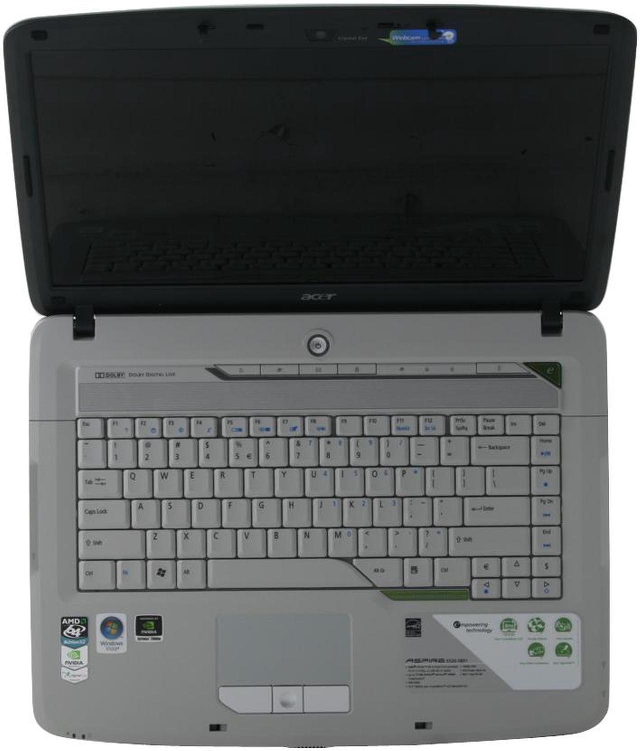 Alt view image 13 of 14 - Acer Laptop Aspire AMD Athlon 64 X2 TK-57 3GB Memory 160GB HDD NVIDIA GeForce 7000M 15.4" Windows Vista Home Premium AS5520-5891