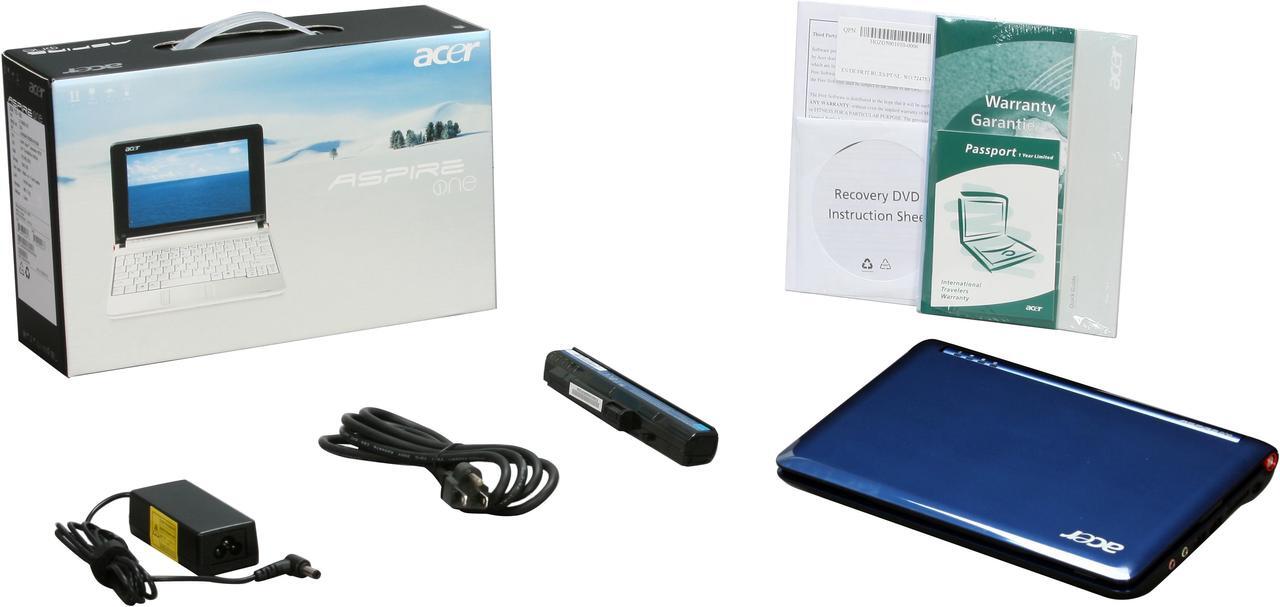 Alt view image 12 of 12 - Acer Aspire One AOA110-1113 Blue Intel Atom N270(1.60 GHz) 8.9" 512MB Memory 8GB SSD Netbook