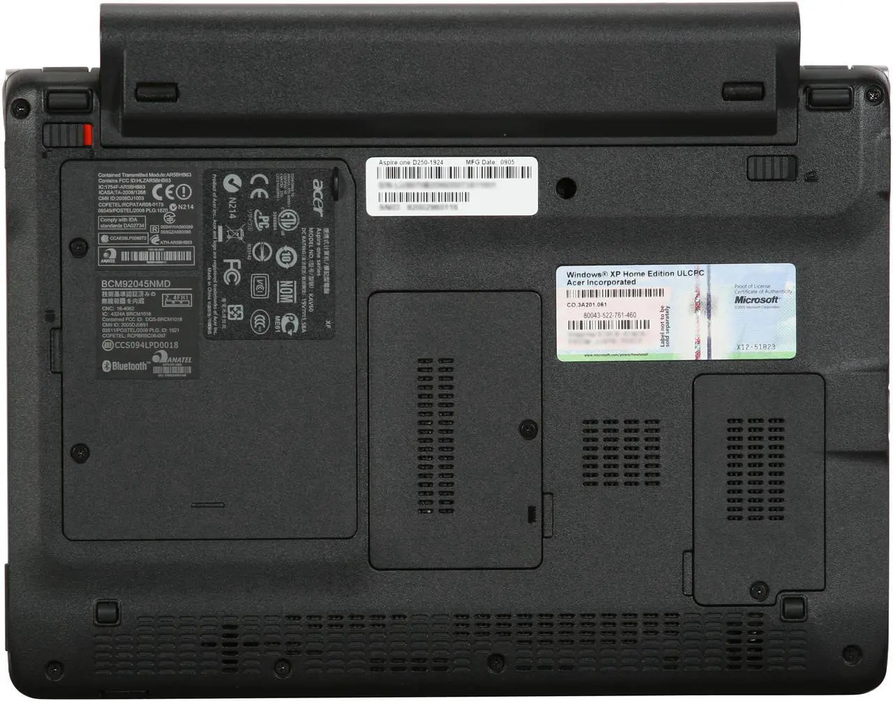Alt view image 8 of 9 - Acer Aspire One AOD250-1924 Black Intel Atom N270(1.60 GHz) 10.1" WSVGA 1GB Memory 160GB HDD Netbook