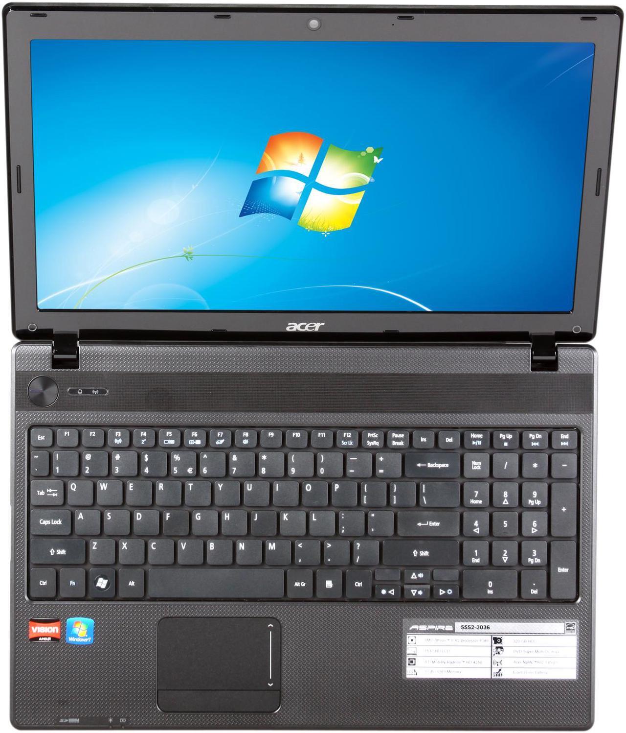 Alt view image 6 of 8 - Acer Laptop Aspire AMD Athlon II P340 3GB Memory 320GB HDD ATI Radeon HD 4250 15.6" Windows 7 Home Premium 64-bit AS5552-3036