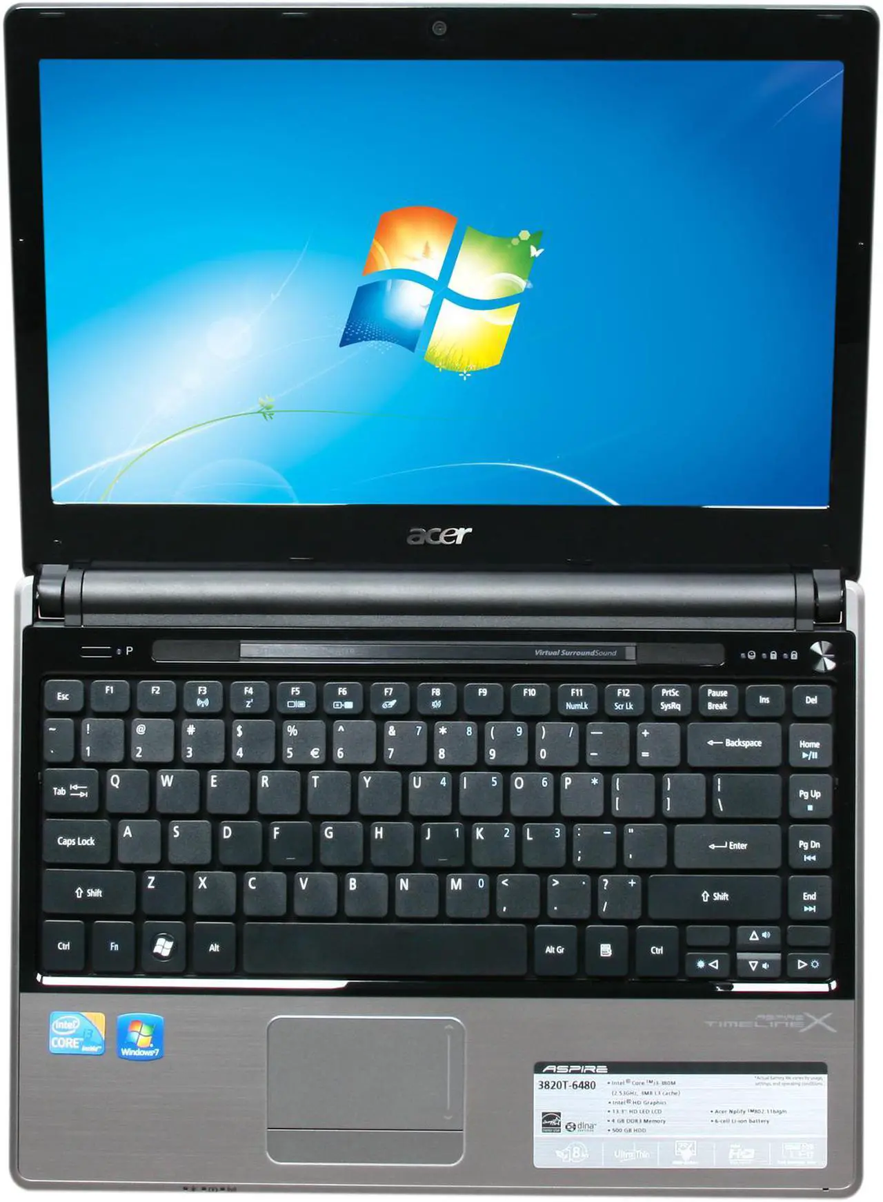 Alt view image 6 of 8 - Acer Laptop Aspire TimelineX Intel Core i3-380M 4GB Memory 500GB HDD Intel HD Graphics 13.3" Windows 7 Home Premium 64-bit AS3820T-6480