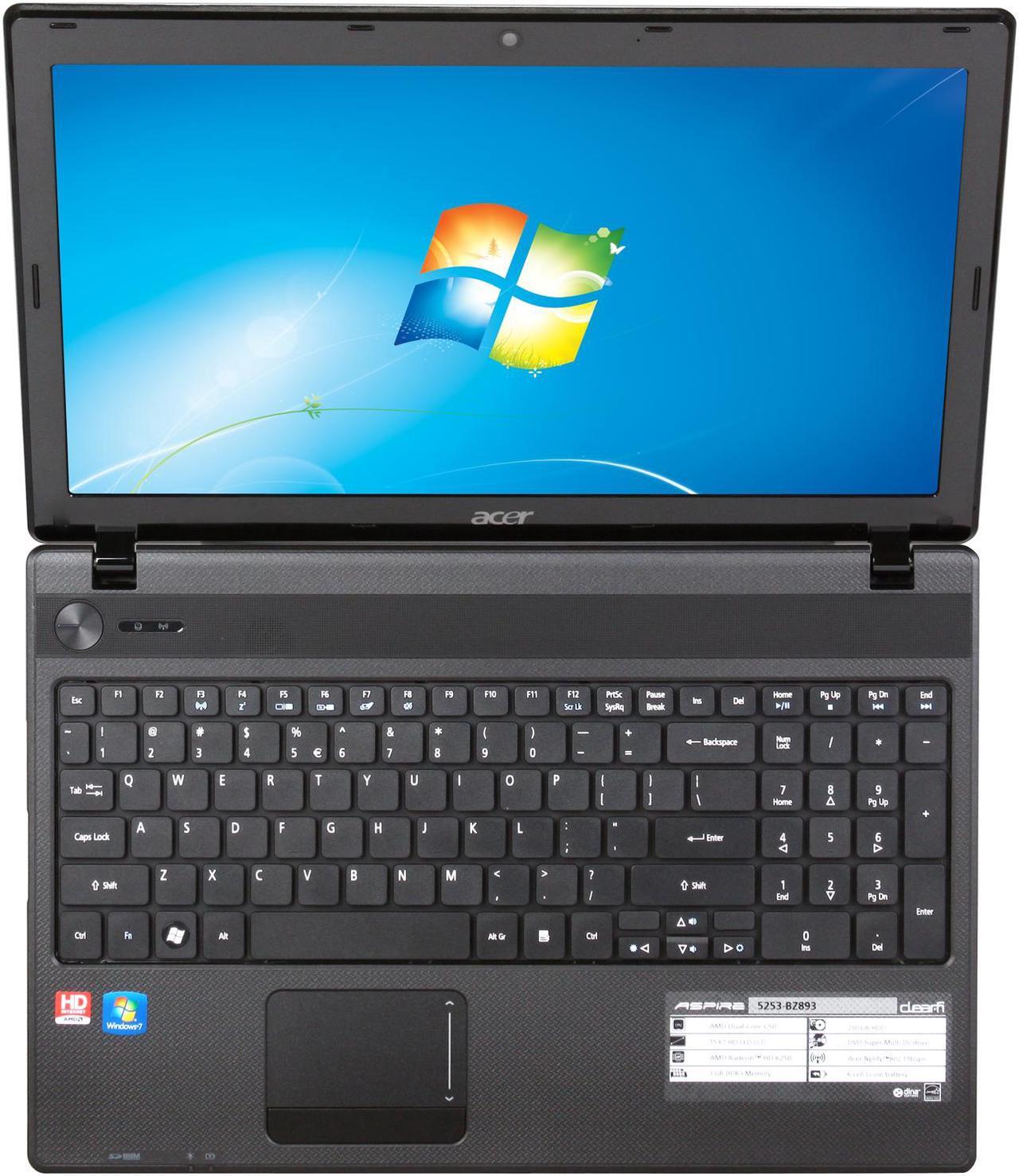 Alt view image 6 of 8 - Acer Laptop Aspire AMD C-50 3GB Memory 250GB HDD AMD Radeon HD 6250 15.6" Windows 7 Home Premium 64-bit AS5253-BZ893