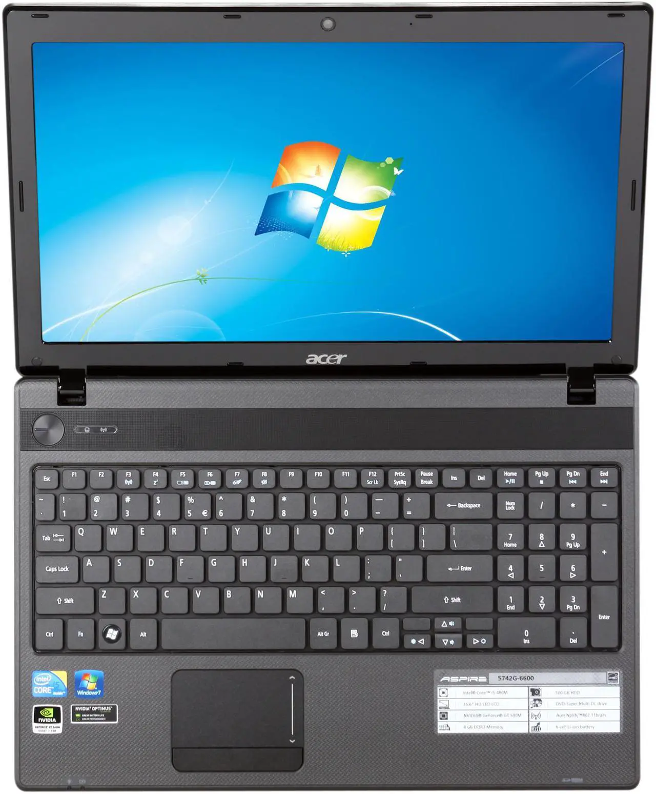 Alt view image 6 of 8 - Acer Laptop Aspire Intel Core i5-480M 4GB Memory 500GB HDD NVIDIA GeForce GT 540M w/ NVIDIA Optimus 15.6" Windows 7 Home Premium 64-bit AS5742G-6600