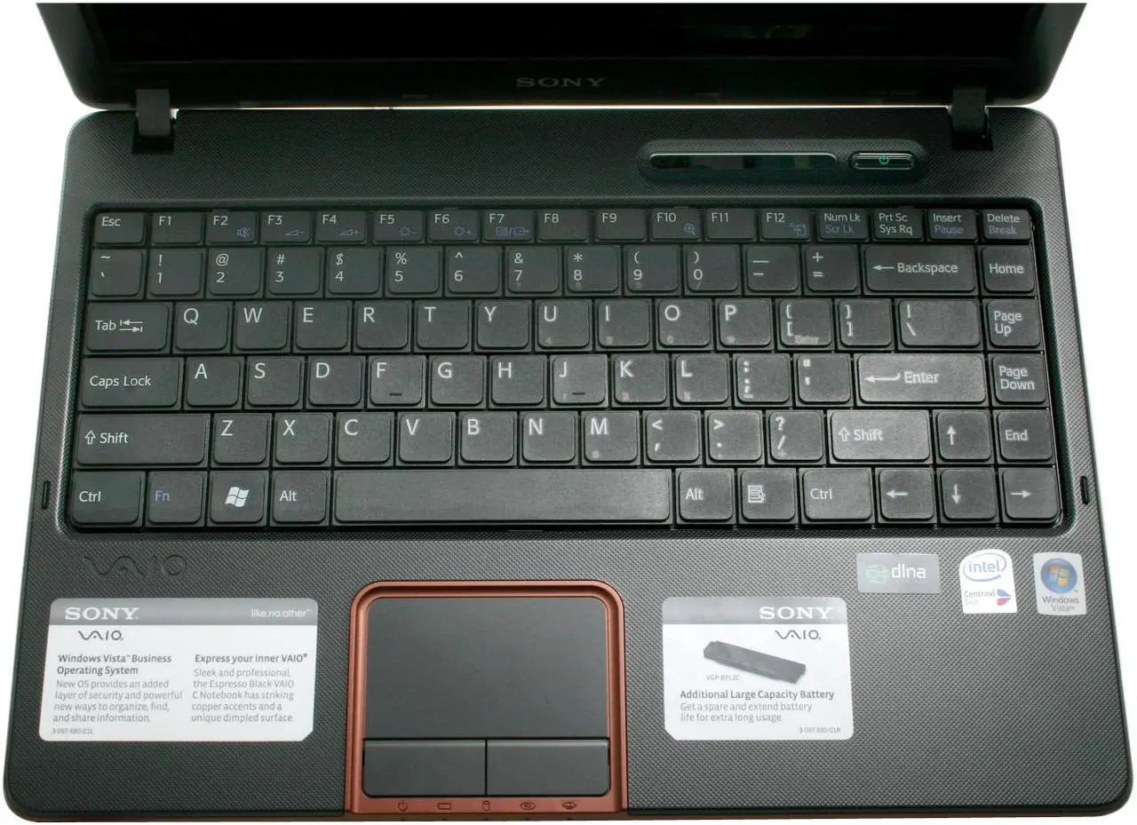 Alt view image 6 of 15 - SONY Laptop VAIO C Series Intel Core 2 Duo T5500 2GB Memory 160GB HDD Intel GMA 950 13.3" Windows Vista Business VGN-C250N/B