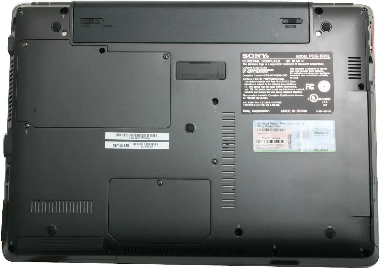 Alt view image 8 of 15 - SONY Laptop VAIO C Series Intel Core 2 Duo T5500 2GB Memory 160GB HDD Intel GMA 950 13.3" Windows Vista Business VGN-C250N/B