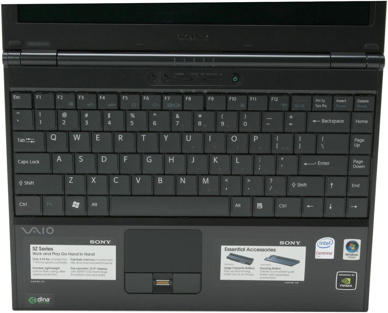 Alt view image 4 of 15 - SONY Laptop VAIO SZ Series Intel Core 2 Duo T7500 2GB Memory 160GB HDD NVIDIA GeForce 8400M GS and Intel GMA X3100 13.3" Windows Vista Business VGN-SZ650N/C