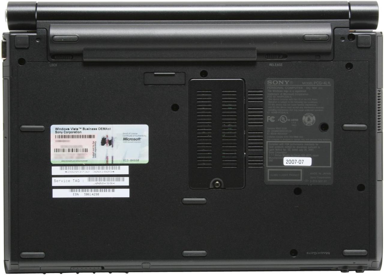 Alt view image 13 of 16 - SONY Laptop VAIO TZ Series Intel Core 2 Duo U7500 2GB Memory 100GB HDD Intel GMA 950 11.1" Windows Vista Business VGN-TZ170N/B