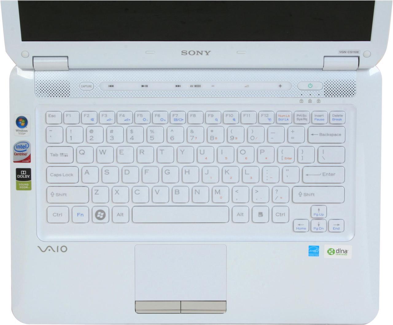 Alt view image 10 of 17 - SONY Laptop VAIO CS Series Intel Core 2 Duo T5800 3GB Memory 250GB HDD Intel GMA 4500MHD 14.1" Windows Vista Home Premium VGN-CS110E/W
