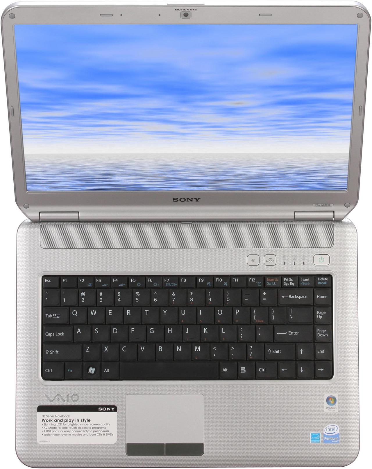 Alt view image 7 of 12 - SONY Laptop VAIO NS Series Intel Pentium T3400 3GB Memory 250GB HDD Intel GMA 4500M 15.4" Windows Vista Home Premium VGN-NS230E/S