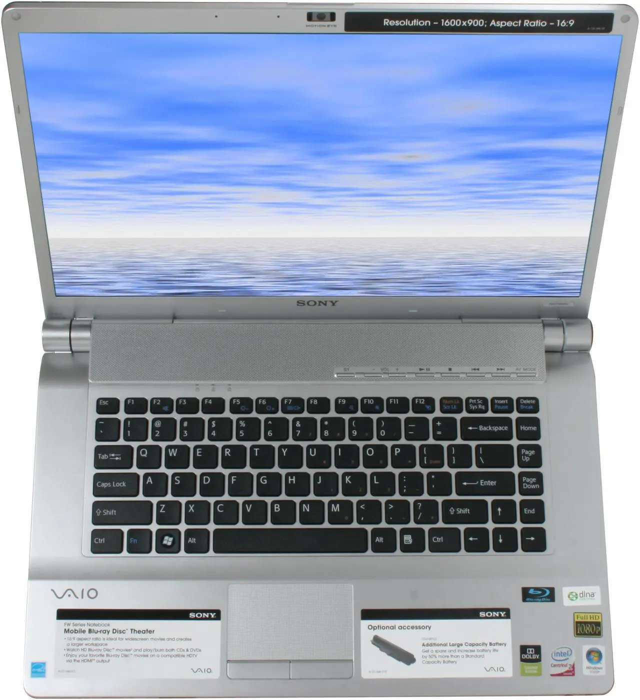 Alt view image 7 of 10 - SONY Laptop VAIO FW Series Intel Core 2 Duo P8400 4GB Memory 250GB HDD Intel GMA 4500MHD 16.4" Windows Vista Home Premium 64-bit VGN-FW260J/B