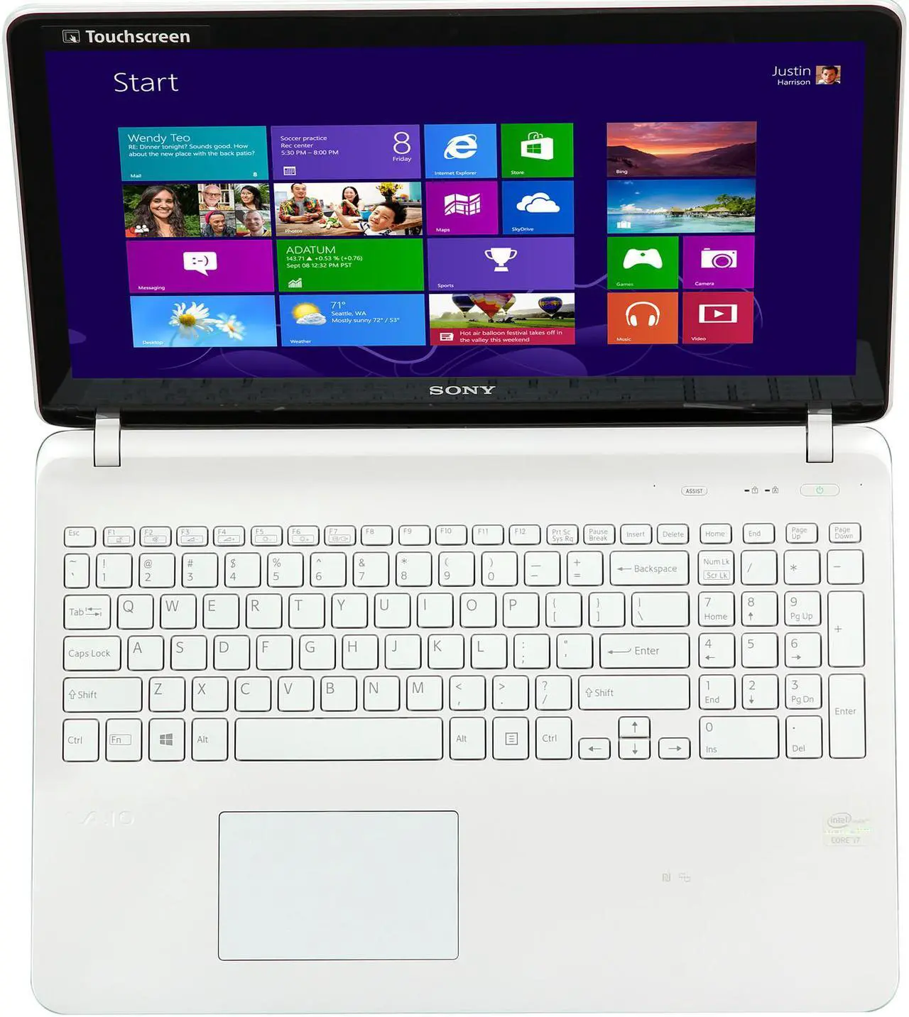 Alt view image 6 of 8 - SONY Laptop VAIO F Series Intel Core i7-3537U 8GB Memory 1TB HDD Intel HD Graphics 4000 15.5" Touch Screen Windows 8 64-Bit SVF15218CXW