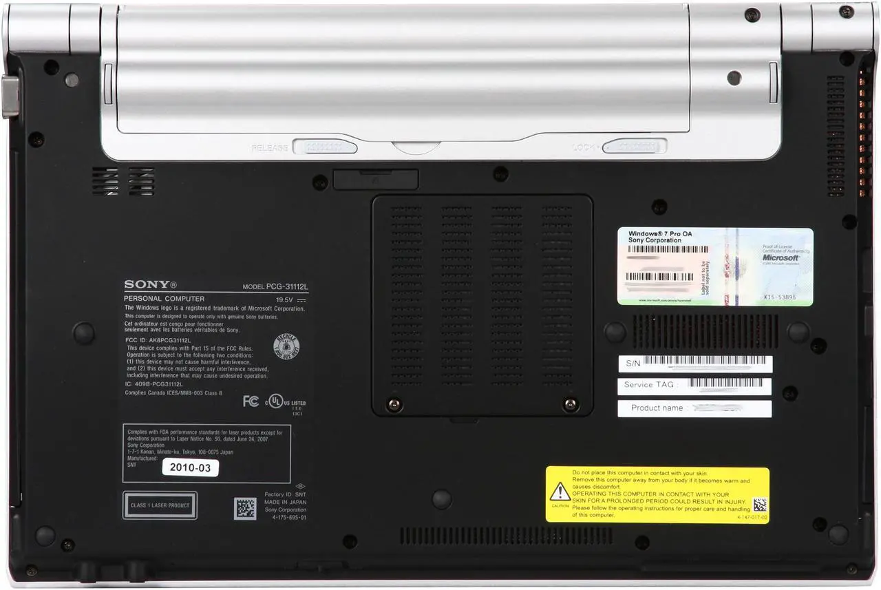 SONY Laptop VAIO Z Series Intel Core i5-520M 4GB Memory 128 GB SSD ...