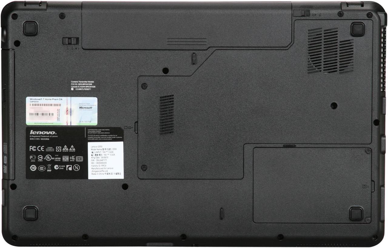 Alt view image 7 of 8 - Lenovo Laptop Intel Pentium T4300 3GB Memory 250GB HDD Intel GMA 4500M 15.6" Windows 7 Home Premium G550(2958-ACU)