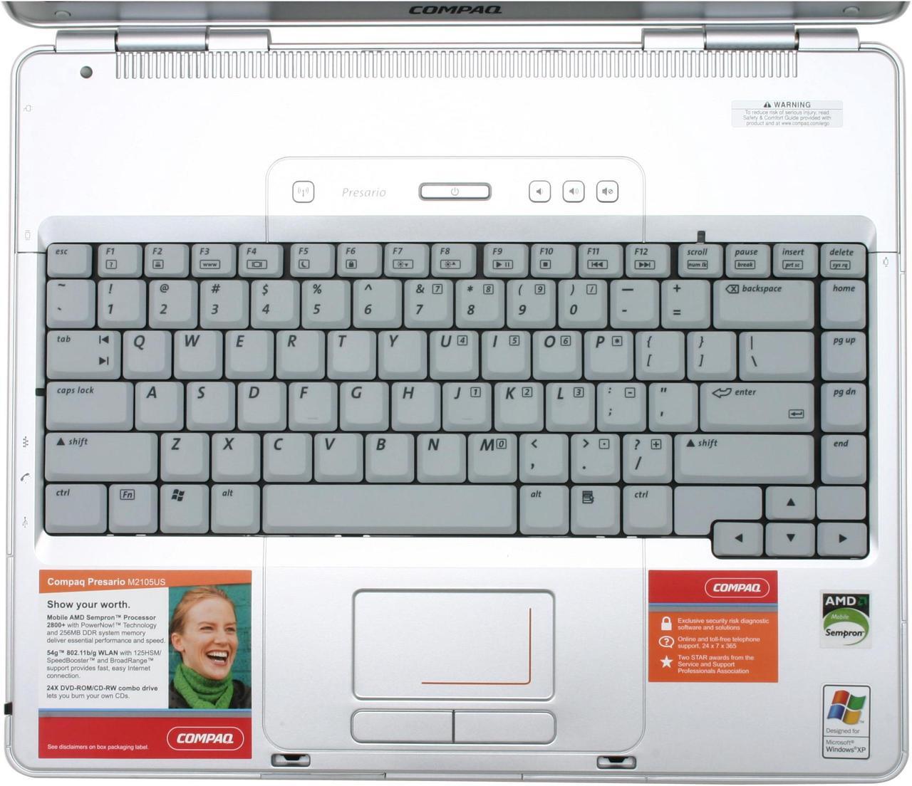 Alt view image 4 of 12 - COMPAQ Presario M2105US NoteBook AMD Mobile Sempron 2800+ 15.0" XGA 256MB Memory DDR333 40GB HDD 4200rpm DVD/CD-RW Combo ATI Radeon Xpress 200M IGP
