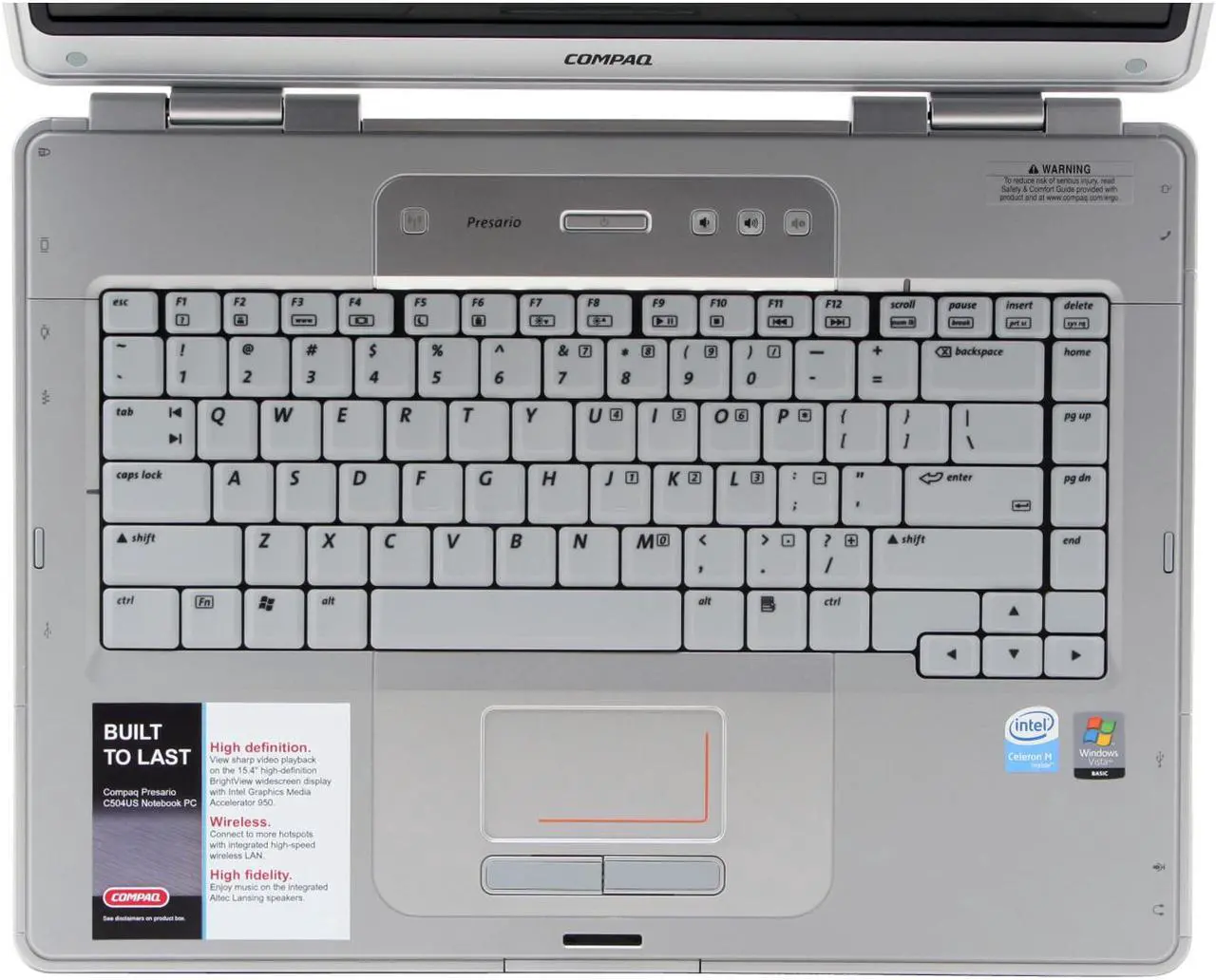 Alt view image 4 of 14 - COMPAQ Laptop Presario Intel Celeron M 440 512MB Memory 100GB HDD Intel GMA 950 15.4" Windows Vista Home Basic C504US(RQ334UA)