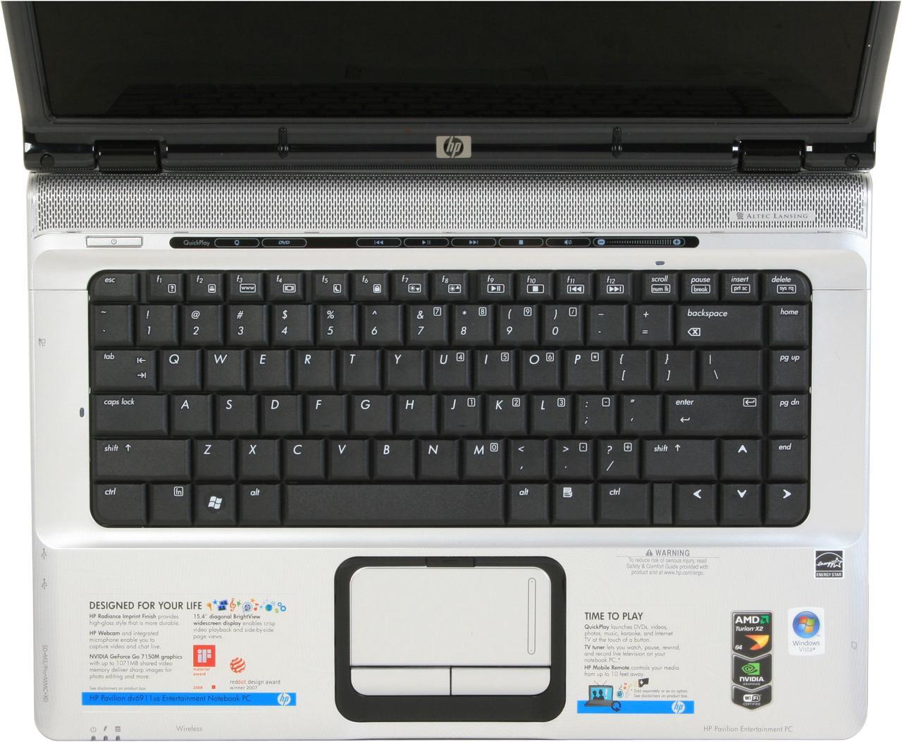Alt view image 10 of 18 - HP Laptop Pavilion AMD Turion 64 X2 TL-60 3GB Memory 200GB HDD NVIDIA GeForce 7150M 15.4" Windows Vista Home Premium DV6911US