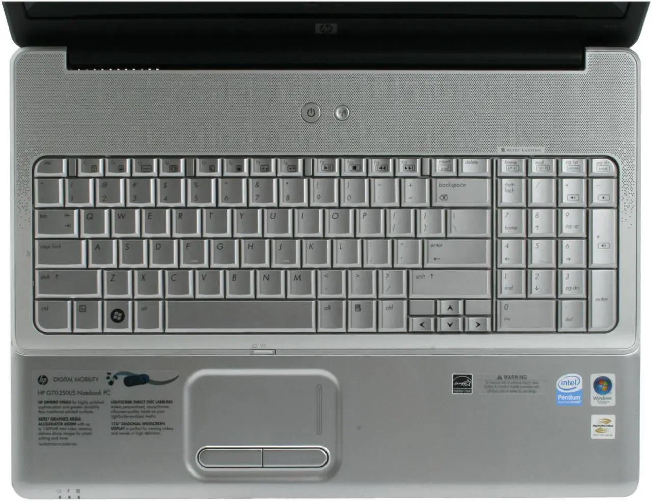 Alt view image 10 of 17 - HP Laptop Intel Pentium T4200 3GB Memory 320GB HDD Intel GMA 4500M 17.0" Windows Vista Home Premium G70-250US