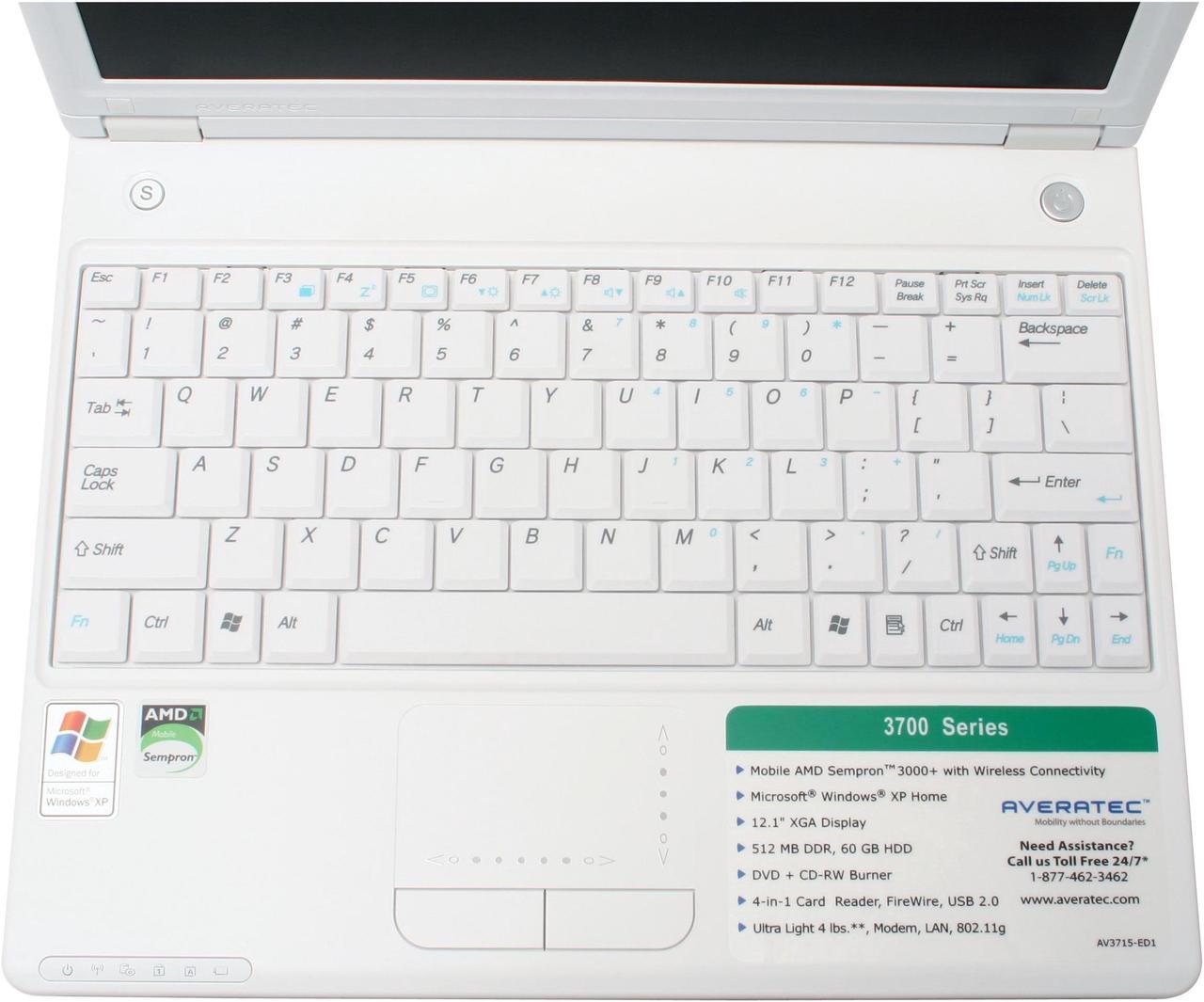 Alt view image 4 of 12 - AVERATEC Laptop 3700 3000+ 512MB Memory 60GB HDD 12.1" Windows XP Home 3715-ED1