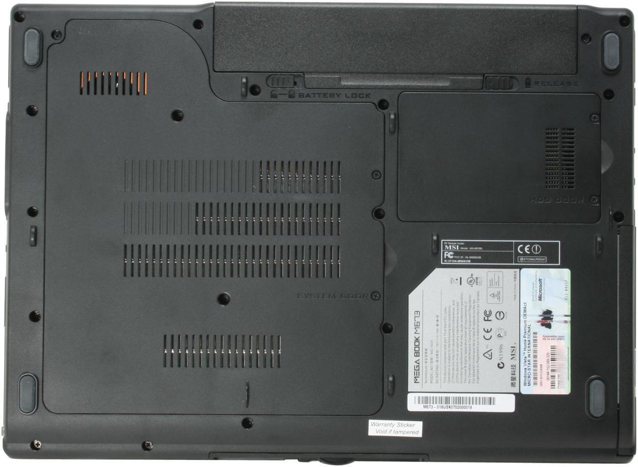 Alt view image 11 of 19 - MSI Laptop AMD Turion 64 X2 TL-52 1GB Memory 100GB HDD NVIDIA GeForce Go 7400 15.4" Windows Vista Home Premium M673-018US