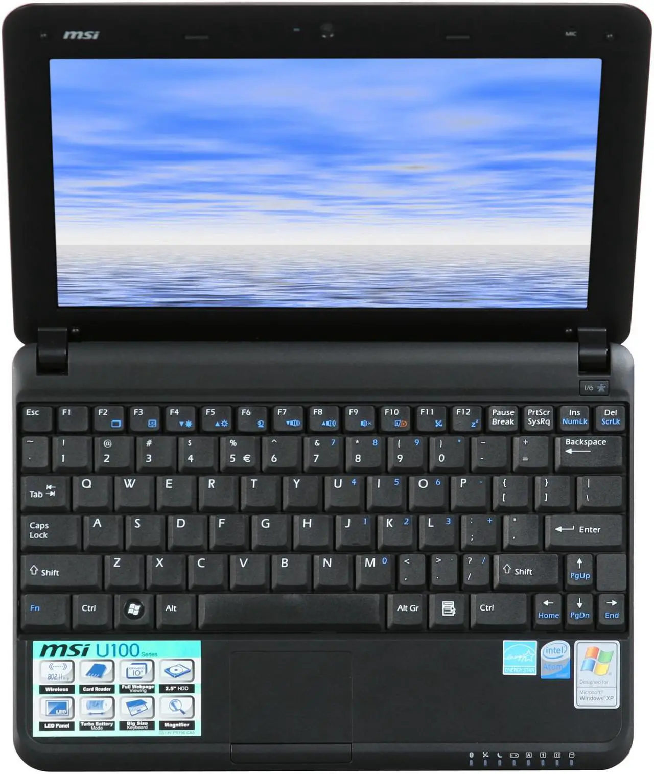 Alt view image 6 of 8 - MSI Wind U100-641US Black Intel Atom N270(1.60 GHz) 10.0" WSVGA 1GB Memory 160GB HDD Netbook