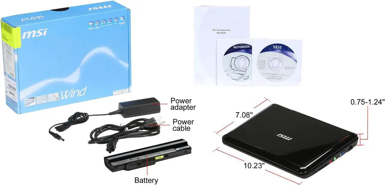 Alt view image 8 of 8 - MSI Wind U100-641US Black Intel Atom N270(1.60 GHz) 10.0" WSVGA 1GB Memory 160GB HDD Netbook