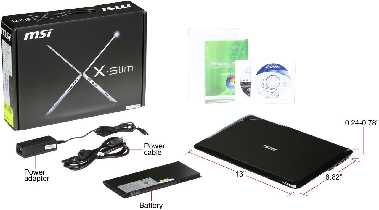 Alt view image 12 of 12 - MSI Laptop X-Slim Intel Atom Z530 2GB Memory 320GB HDD Intel GMA 500 13.4" Windows Vista Home Premium X320-037US