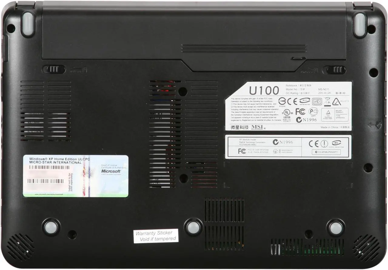 Alt view image 7 of 8 - MSI Wind U100-013US Silver Blue Intel Atom N270(1.60 GHz) 10.0" WSVGA 1GB Memory 160GB HDD Netbook