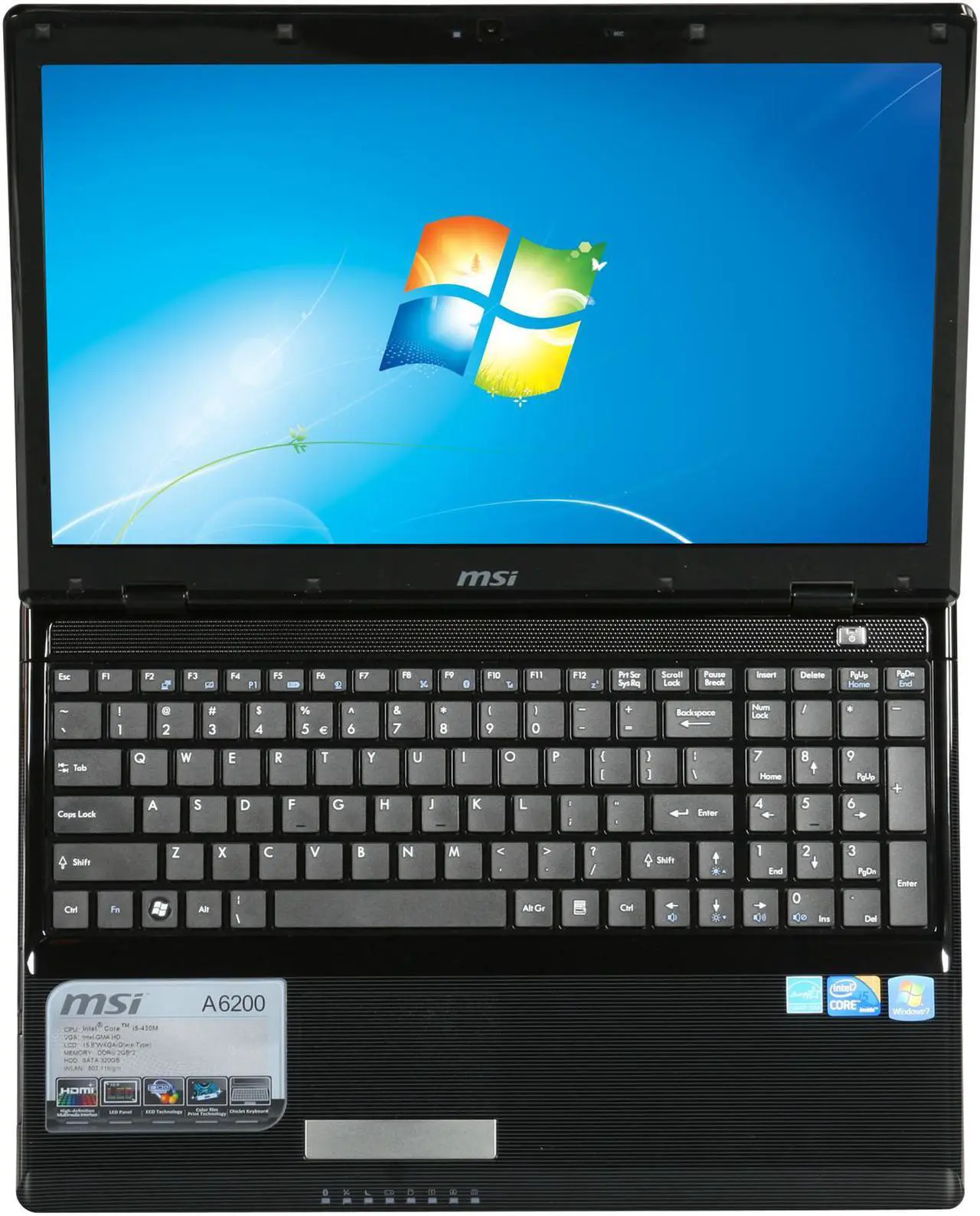 Alt view image 6 of 8 - MSI Laptop Intel Core i5-430M 4GB Memory 320GB HDD Intel HD Graphics 15.6" Windows 7 Home Premium A6200-021US