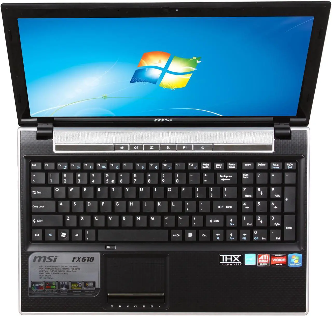 MSI Laptop AMD Phenom II P960 6GB Memory 640GB HDD ATI Mobility Radeon ...