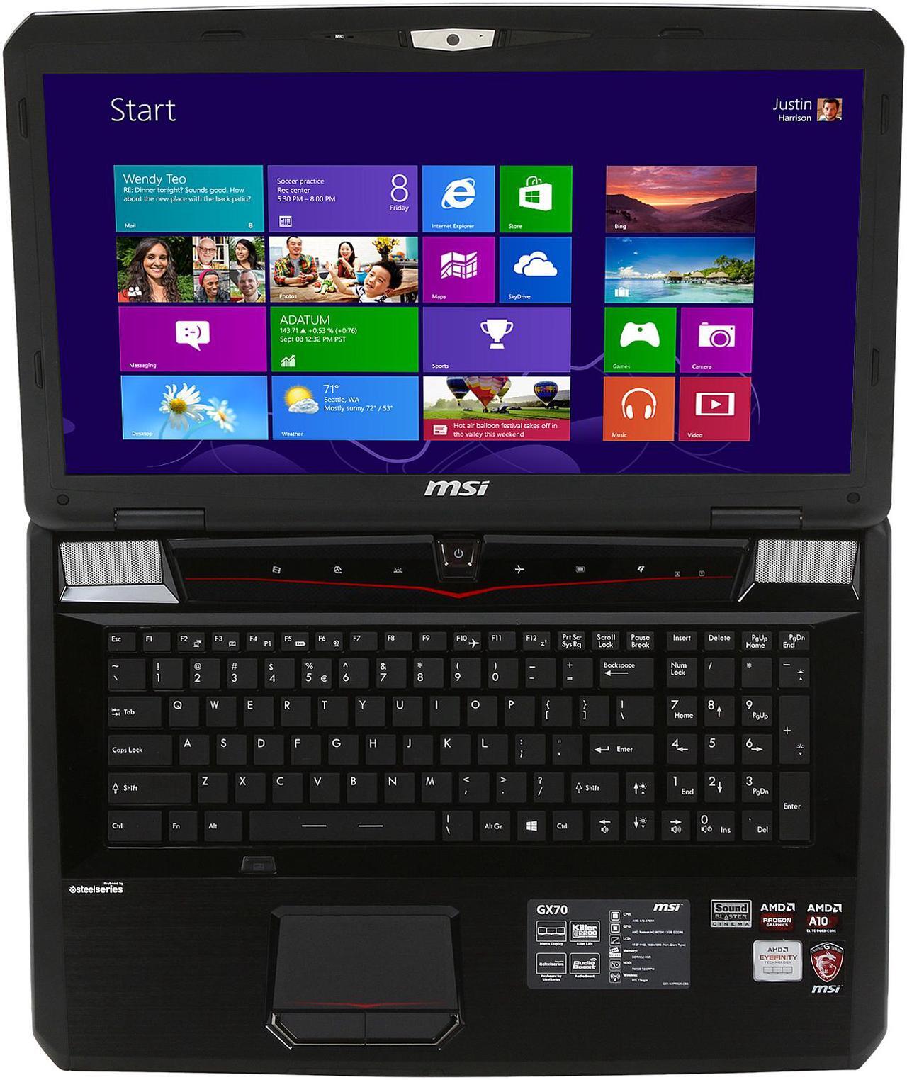 Alt view image 6 of 8 - MSI GX Series - 17.3" AMD Radeon HD 8970M - AMD A10-5750M - 8GB Memory - - Windows 8 - Gaming Laptop - (GX70 3BE-007US )