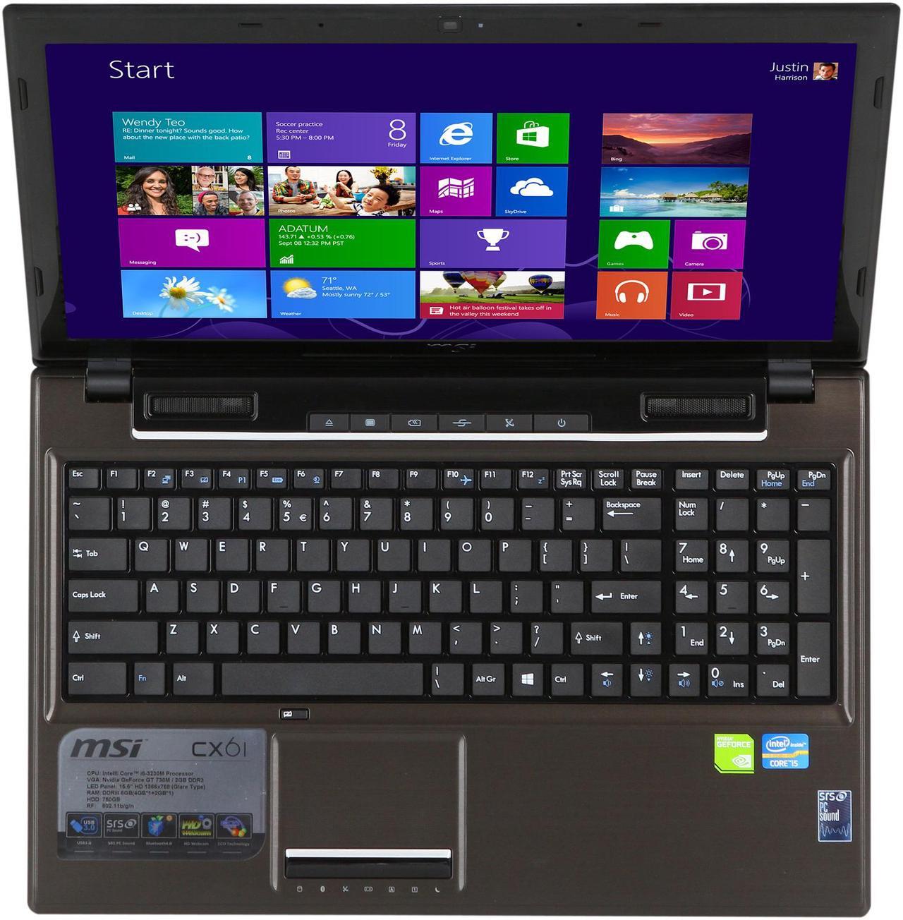 Alt view image 6 of 8 - MSI Laptop C Series Intel Core i5-3230M 6GB Memory 750GB HDD NVIDIA GeForce GT 730M 15.6" Windows 8 CX61 0OL-696US