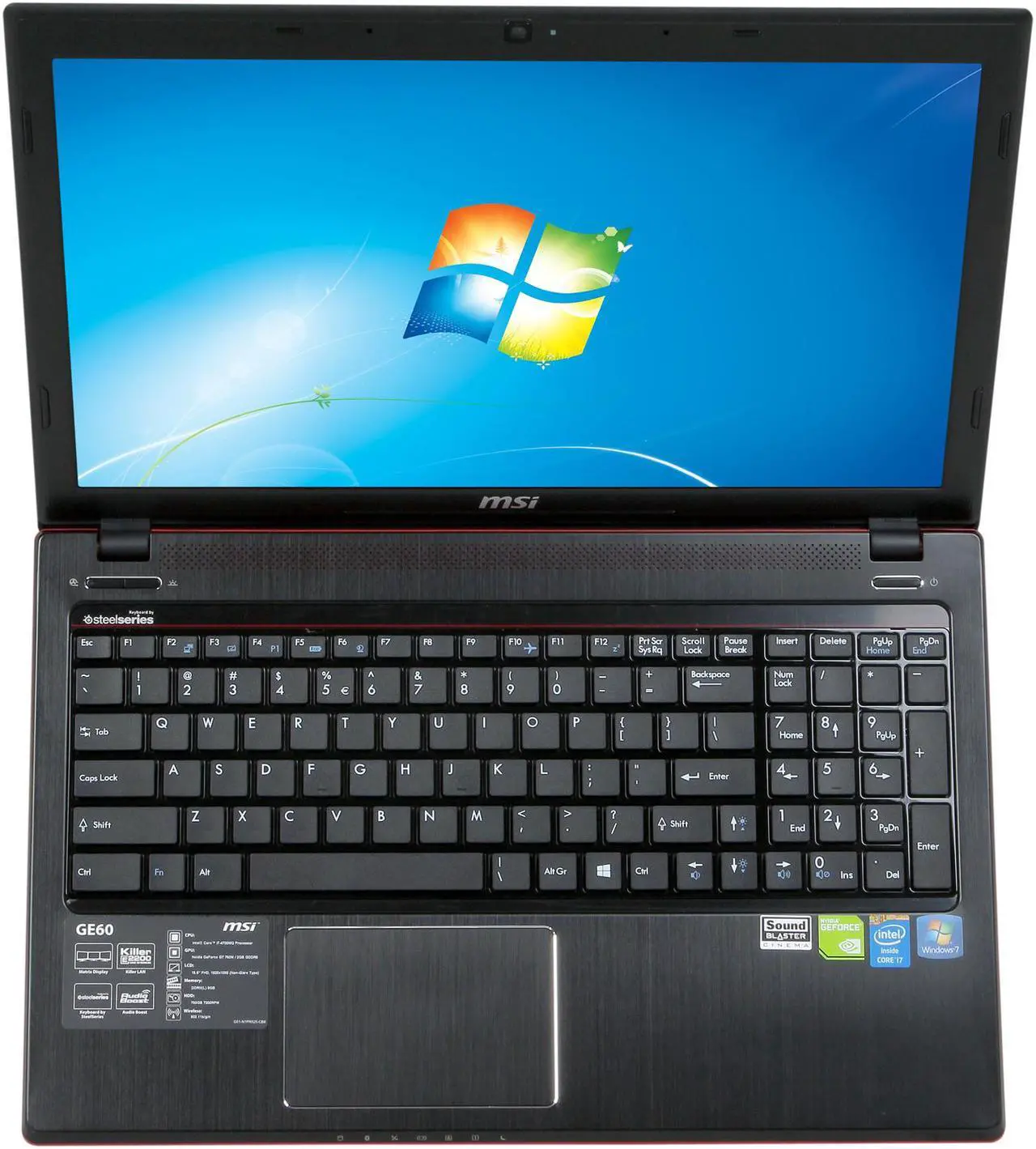 Alt view image 6 of 8 - MSI GE Series - 15.6" NVIDIA GeForce GT 750M - Intel Core i7-4700MQ  - 8GB Memory - - Windows 7 Home Premium - Gaming Laptop - (GE60 2OC-097US )