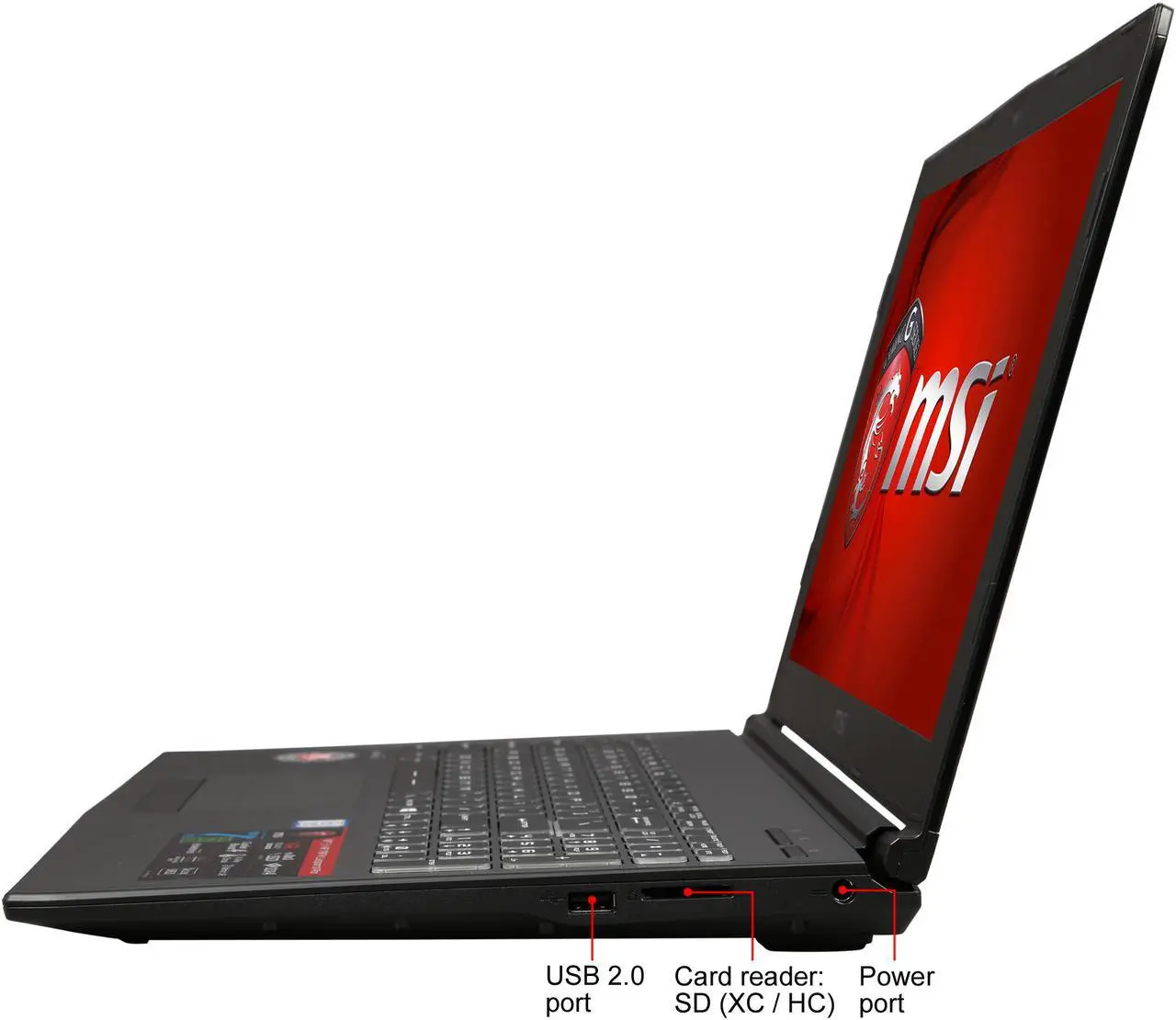 Alt view image 3 of 8 - MSI GP Series - 15.6" GeForce GTX 1060 - Intel Core i7-7700HQ - 16GB Memory - 256 GB SSD - Windows 10 Home 64-Bit - Gaming Laptop - (GP62MVRX Leopard Pro-661 )